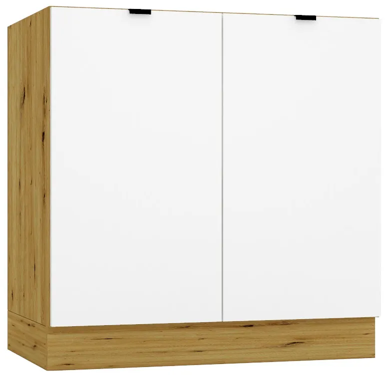 Dolna szafka kuchenna 80 cm biały + dąb artisan B3-P78