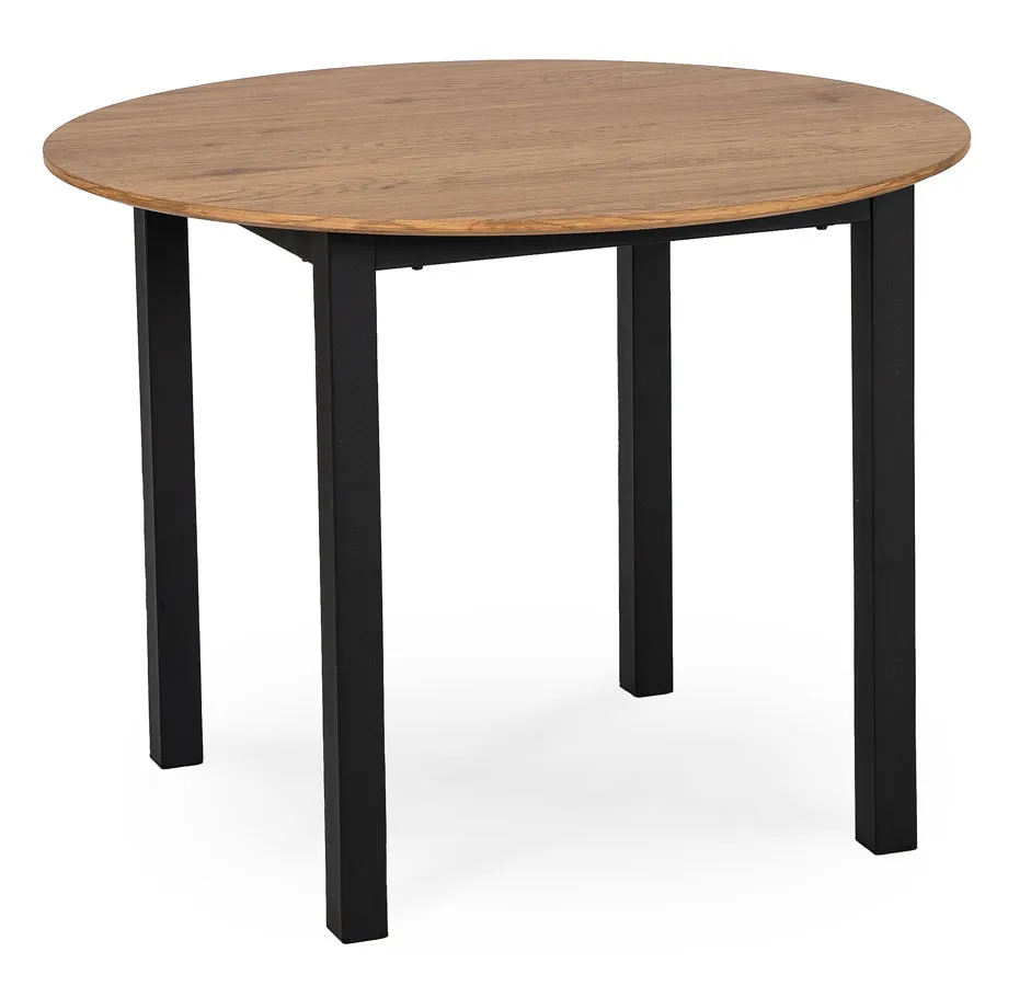 Minimalistyczny okrągły stół złoty dąb + czarny H9-B18