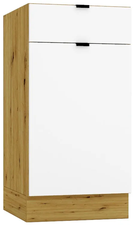 Szafka Kuchenna Biały Stojąca Z Szufladą 40 Cm + Dąb Artisan R4-T66