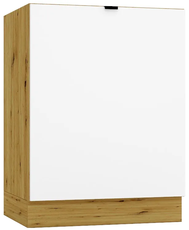 Jednodrzwiowa szafka kuchenna pod zlew 60 cm biały + dąb artisan W0-H37