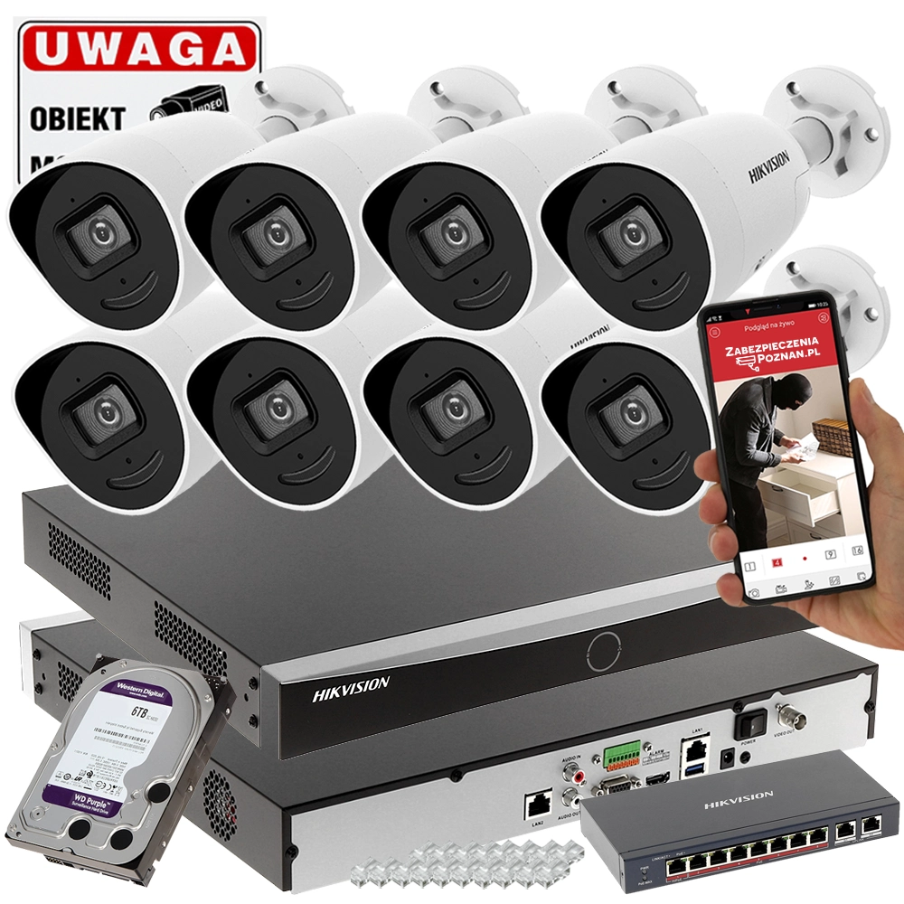 Zestaw kamer na parking Hikvision DS-2CD2086G2-IU/SL(2.8MM)(C) 8MPx Acusense Darkfighter Alarm