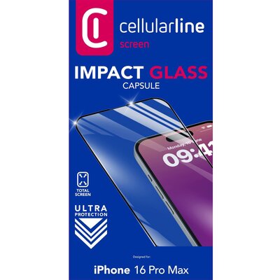 Szkło hartowane CELLULARLINE Impact Glass Capsule do Apple iPhone 16 Pro Max