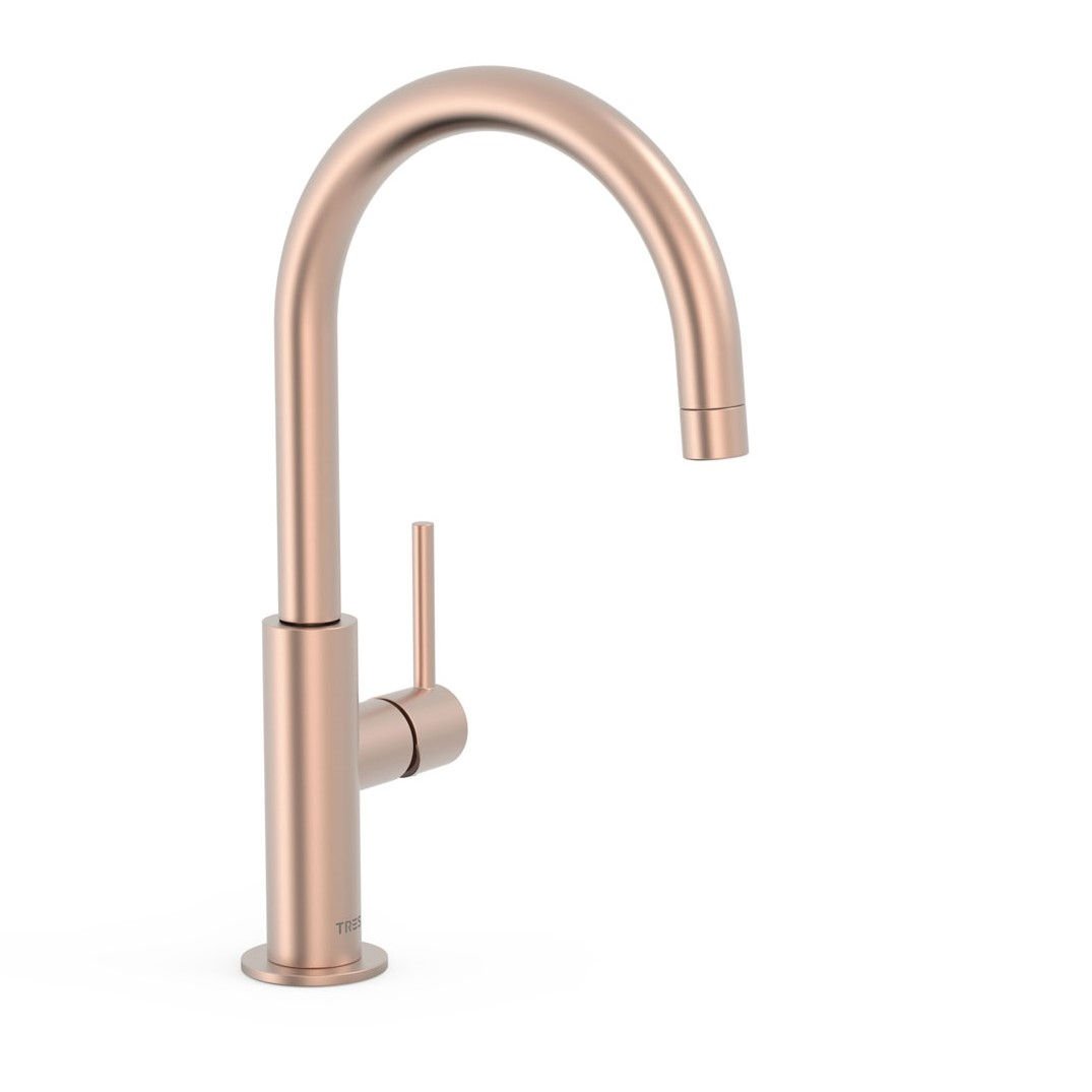 Bateria umywalkowa nablatowa Tres Study różowe złoto mat 26290402OPM