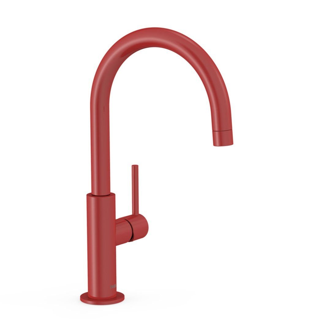 Bateria umywalkowa nablatowa Tres Study czerwony połysk 26290402TRO