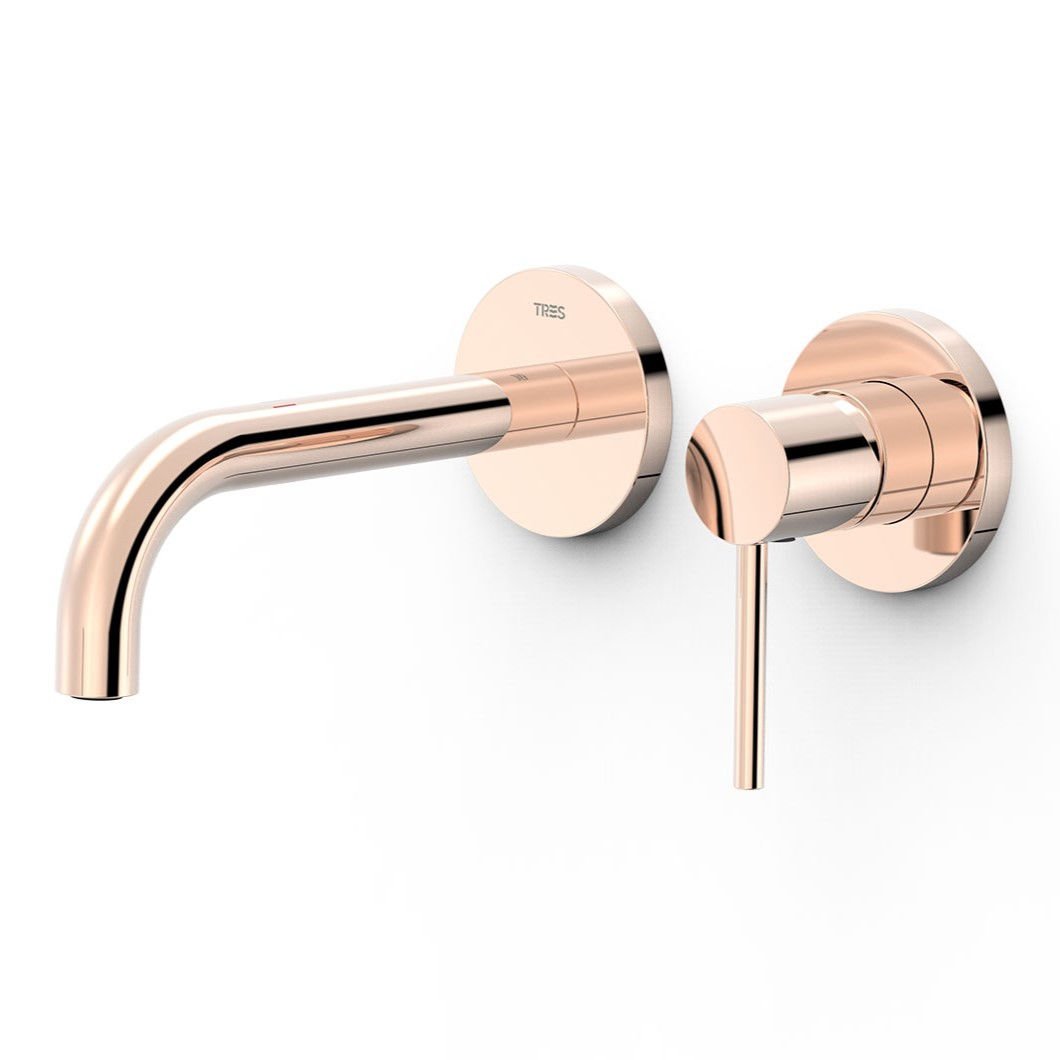 Element natynkowy baterii umywalkowej podtynkowej z krótką wylewką Tres Study różowe złoto połysk 26230021OP