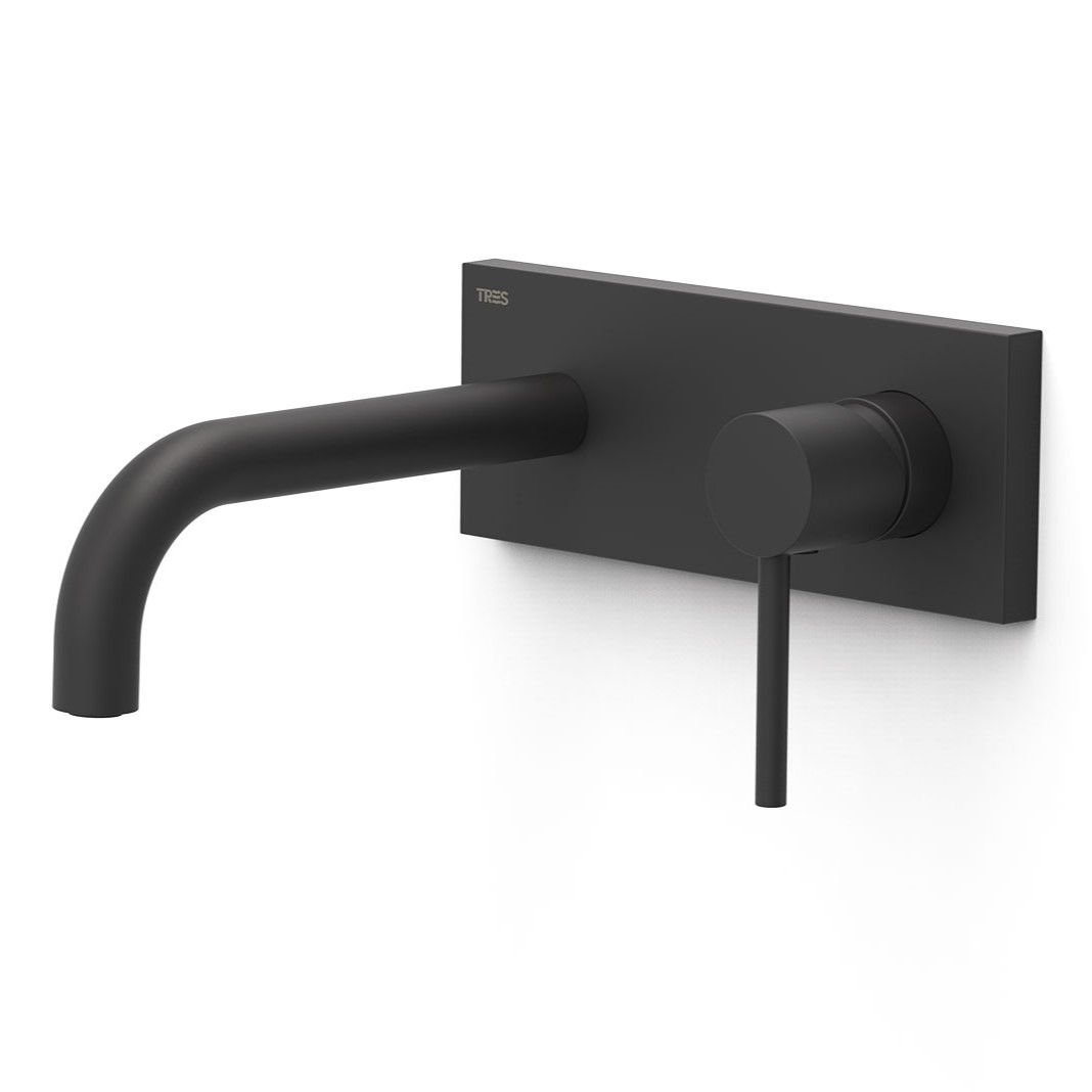 Element naścienny do podtynkowego korpusu baterii umywalkowej Tres Study czarny mat 26230031NM