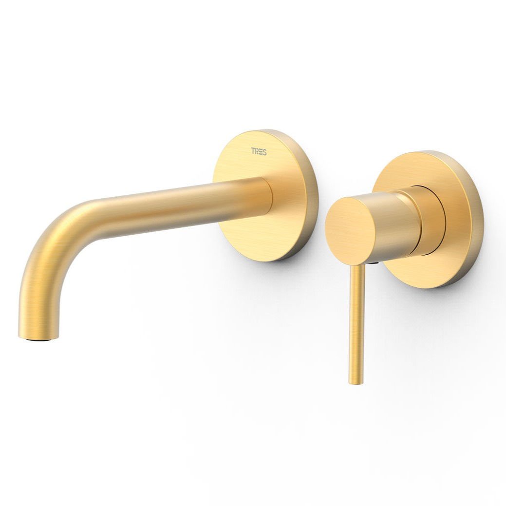 Element natynkowy baterii umywalkowej podtynkowej z krótką wylewką Tres Study złoty mat 26230021OM