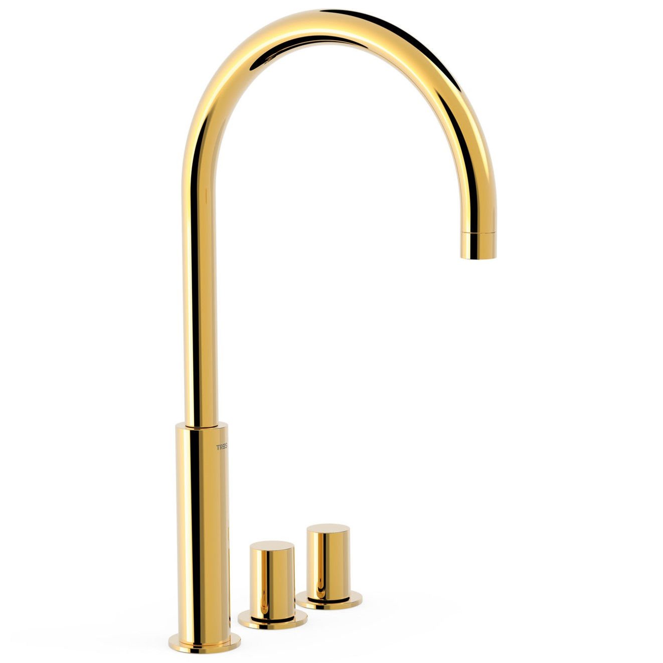 Bateria umywalkowa nablatowa 3-otworowa Tres Study złoty połysk 06110502OR