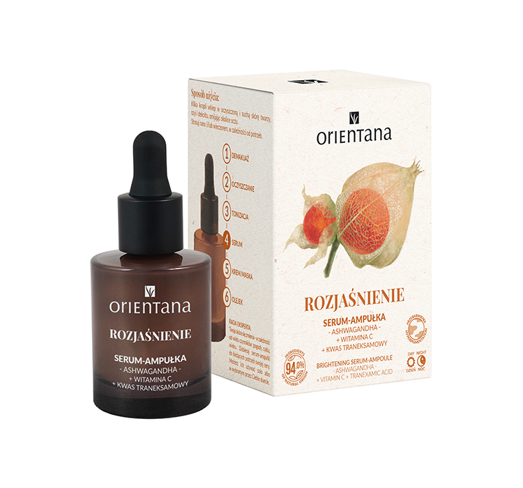 Orientana ampułka serum rozjaśniające Ashwagandha Witamina C Kwas traneksamowy 30ml