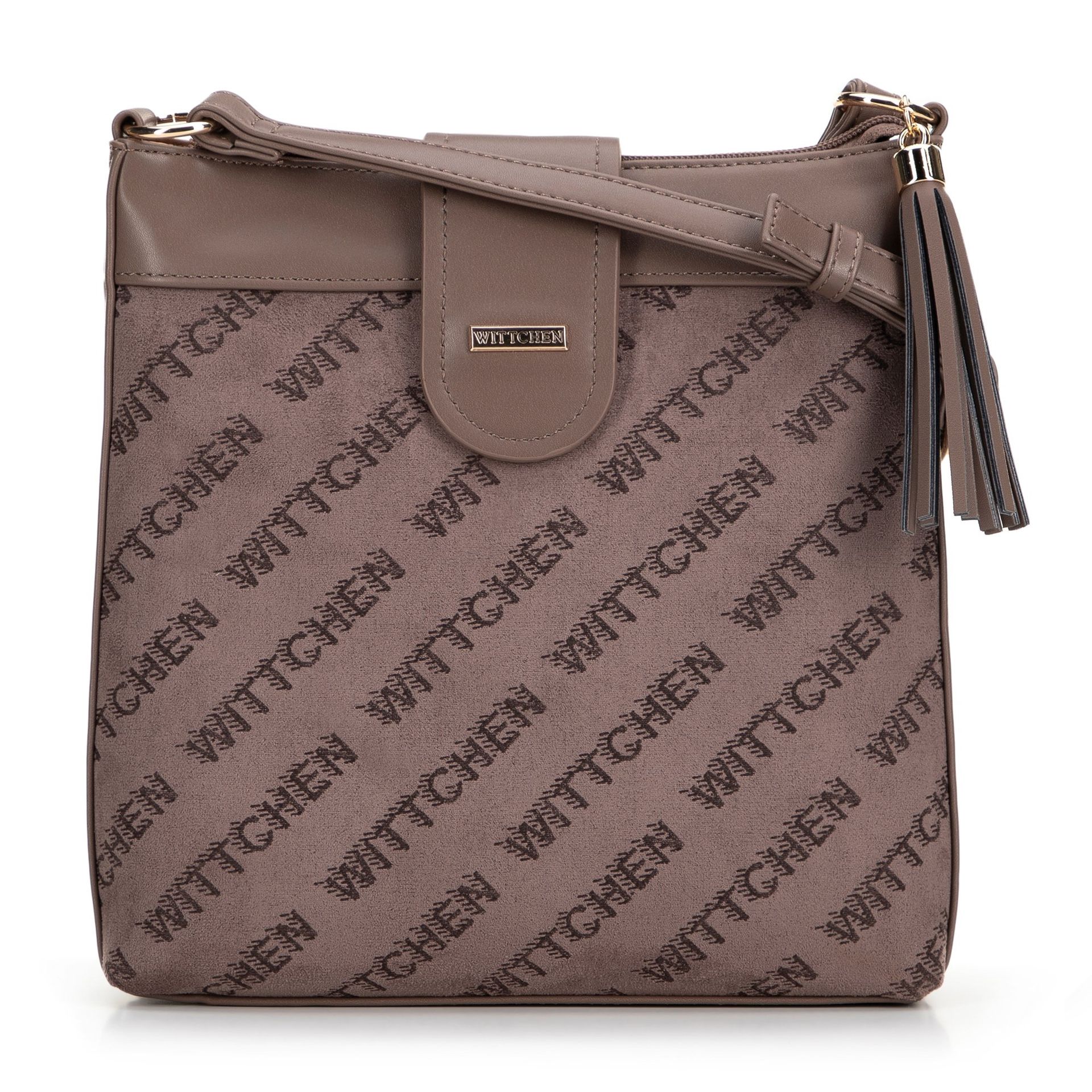 Damska crossbody z ekoskóry w logo beżowa