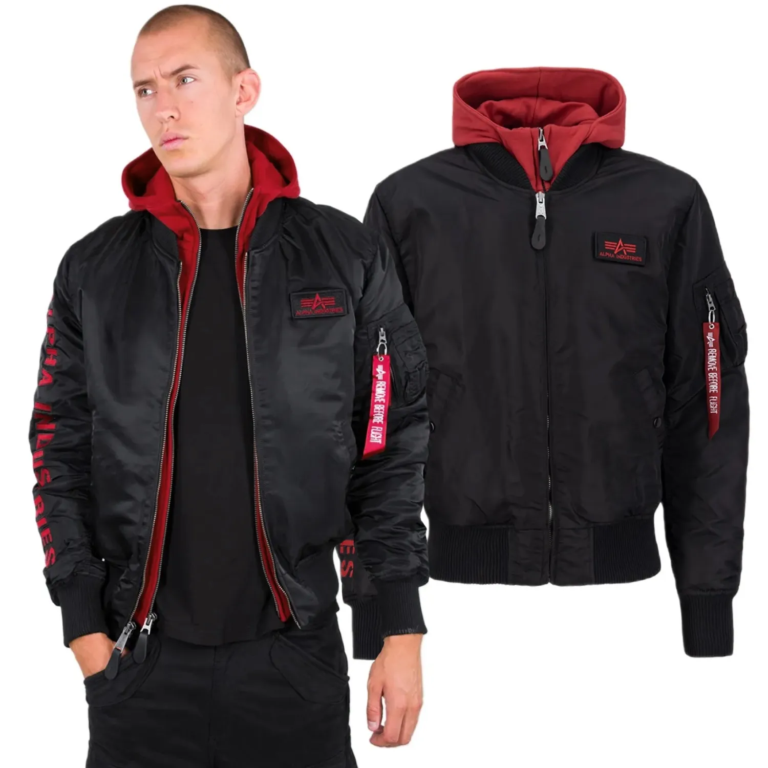 Kurtka Alpha Industries MA-1 D-Tec SE 133104 94 - Czarna/Czerwona XL