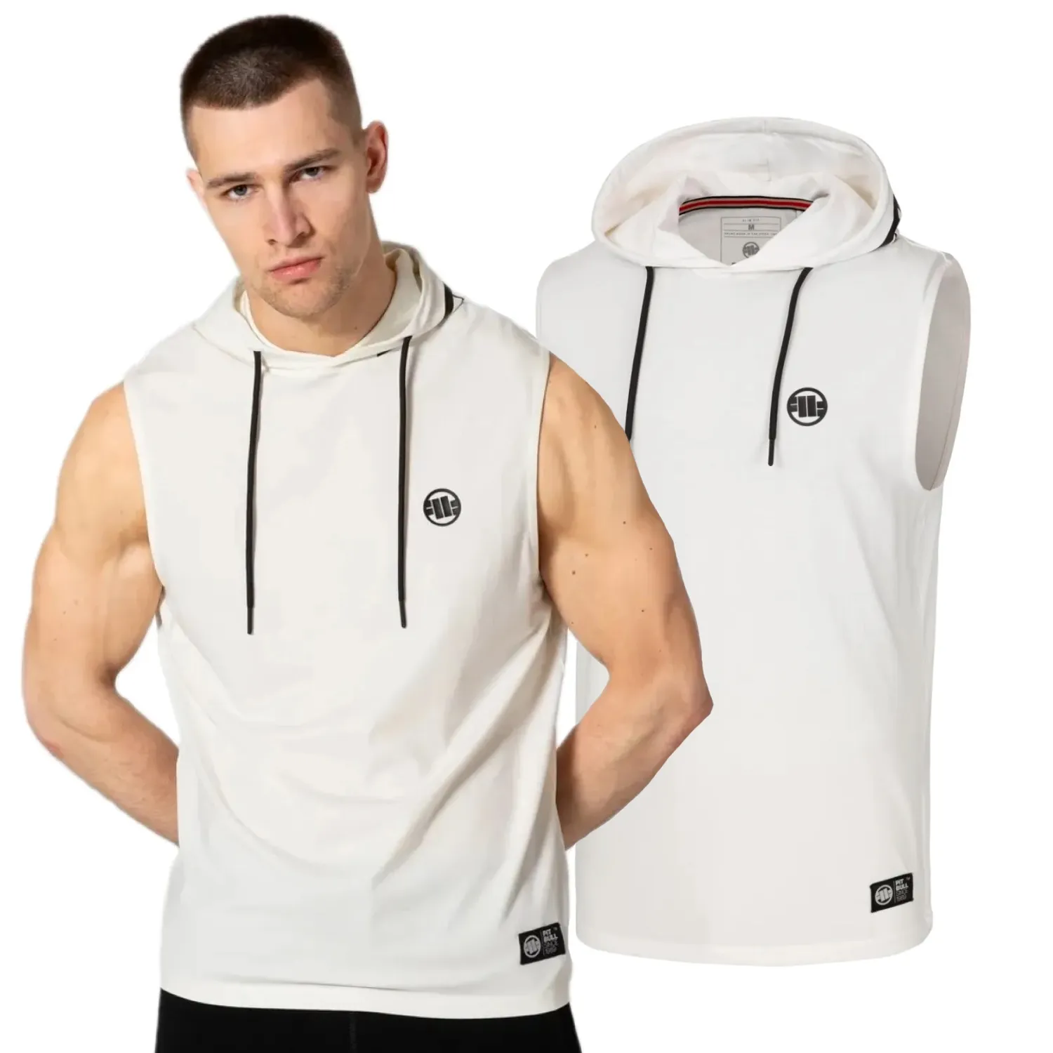 Tank top z kapturem PITBULL Heavy Weight 210 Spandex Hilltop '25 - Off White