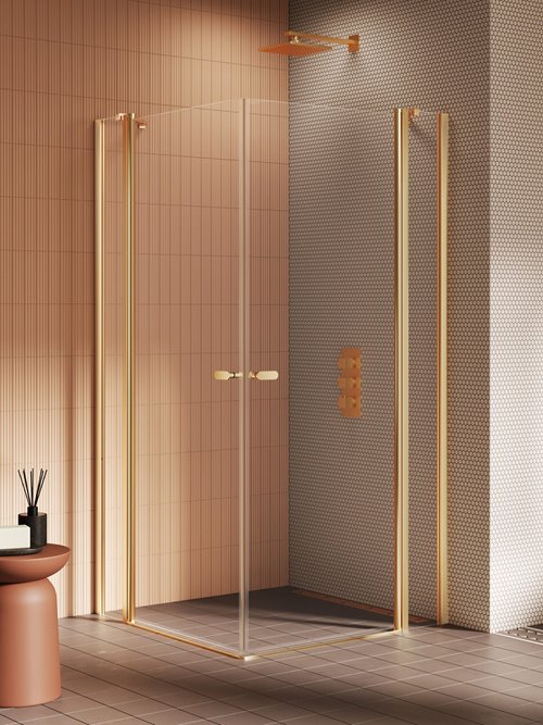 New Trendy Złota szczotkowana kabina prostokątna 90x110 K-4241 New Soleo Gold Brushed