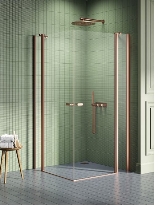 New Trendy Miedziana szczotkowana kabina prostokątna 80x90 K-4385 New Soleo Copper Brushed
