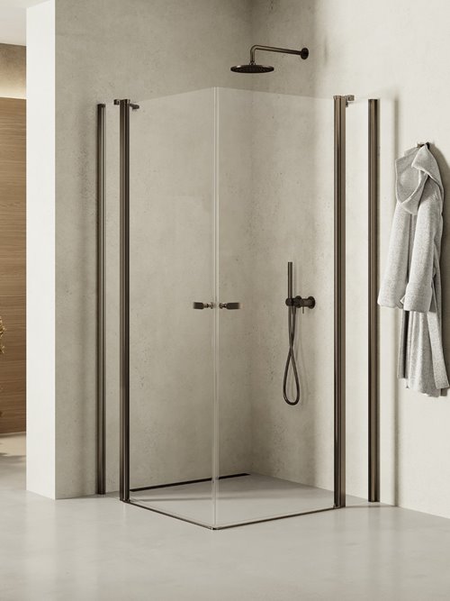 New Trendy Stalowa szczotkowana kabina prostokątna 80x110 K-4398 New Soleo Gunmetal Brushed