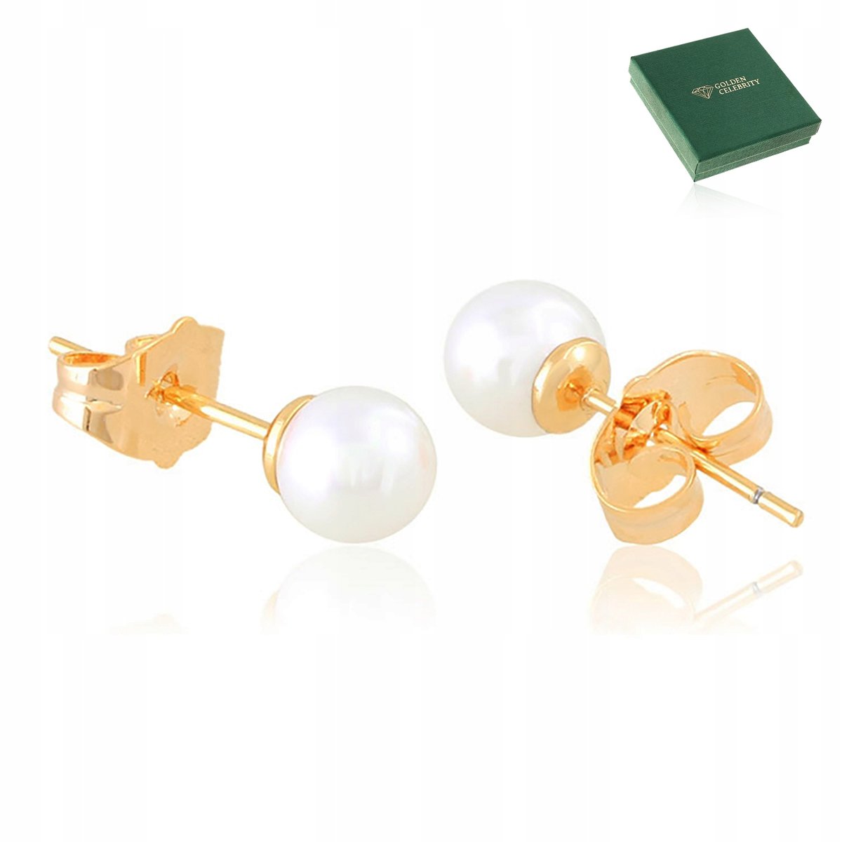 Ładne Zlote Kolczyki Stal Chirurgiczna Perły Sztyfty Wkrętki Małe Prezent
