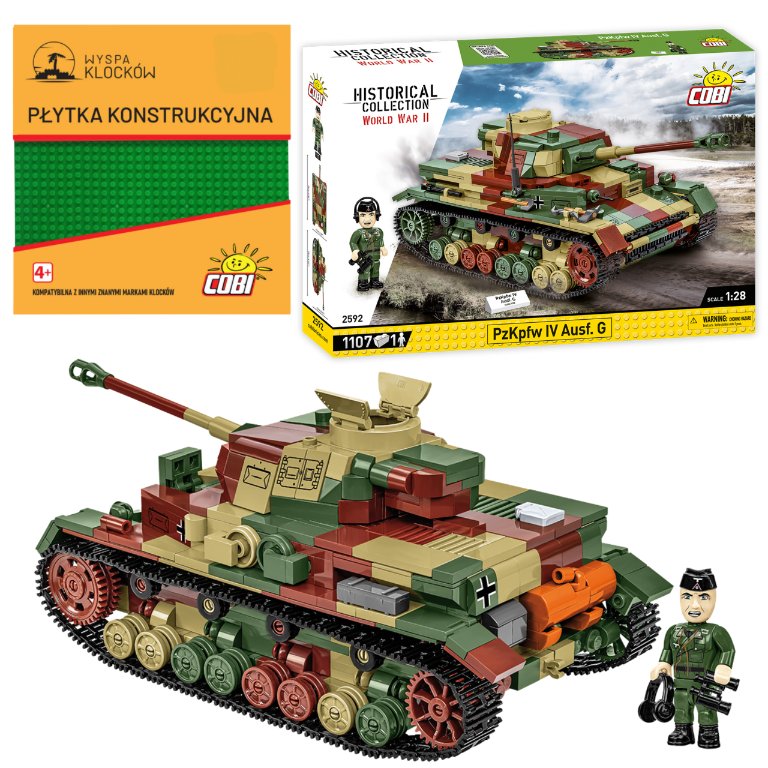 Cobi 2592 czołg PzKpfw IV Ausf. G HC WW2 1107 El. + PŁYTKA