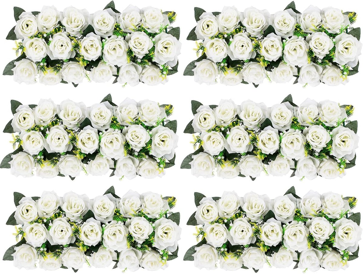 BLOSMON Zestaw Sztucznych Bukietów Róż Białe 6 sztuk 50 x 22 x 13 cm