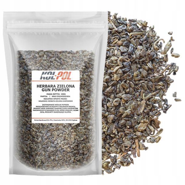 HERBATA ZIELONA GUNPOWDER 200g Liściasta naturalna