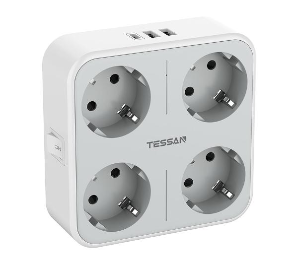 Tessan TS-302-DE-C 4 gniazda 1x USB-C 2x USB-A Biały