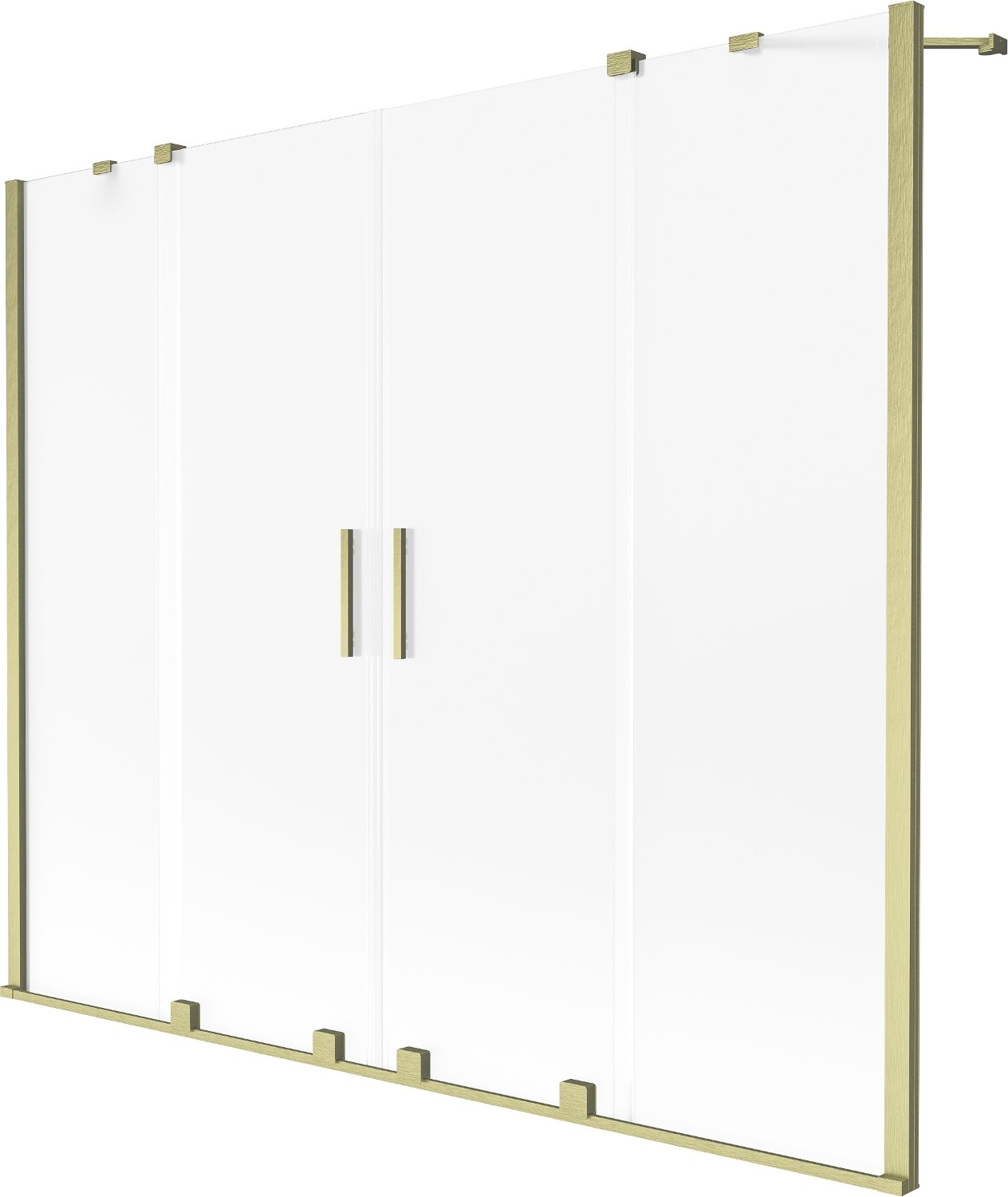 Mexen Velar Duo parawan nawannowy 2-skrzydłowy rozsuwany 180 x 150 cm, szron, złoty szczotkowany - 896-180-000-32-55