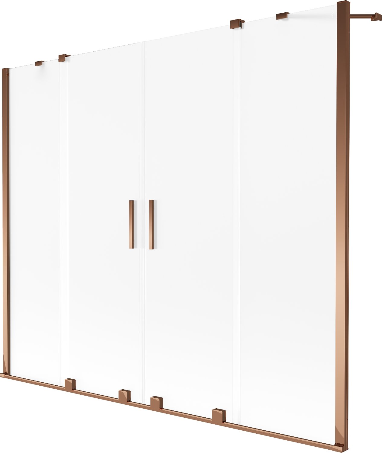 Mexen Velar Duo parawan nawannowy 2-skrzydłowy rozsuwany 180 x 150 cm, szron, różowe złoto - 896-180-000-32-60