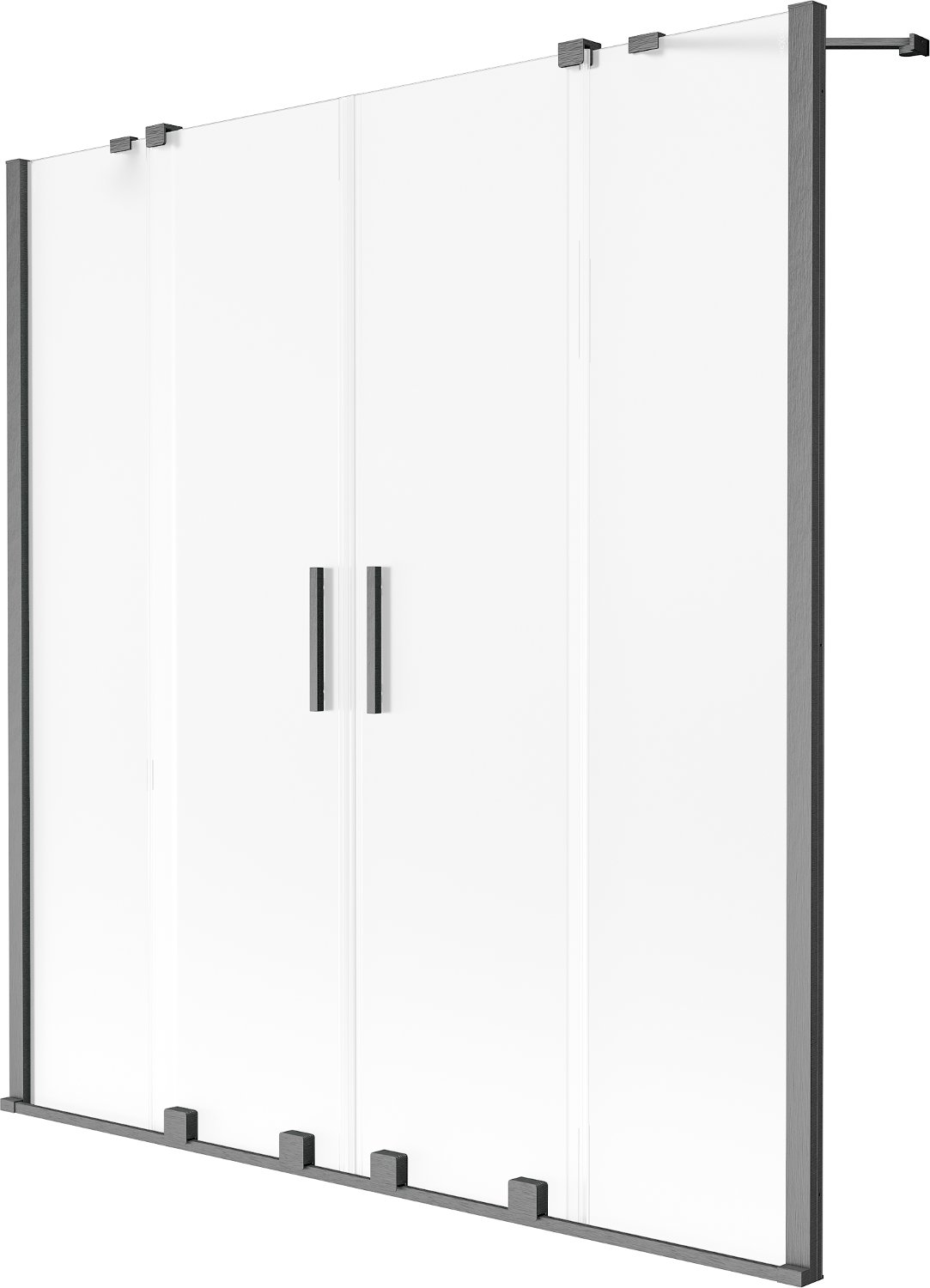 Mexen Velar Duo parawan nawannowy 2-skrzydłowy rozsuwany 150 x 150 cm, szron, gun gray szczotkowany - 896-150-000-32-66