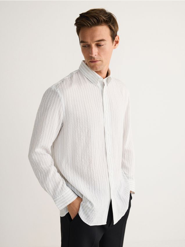 Reserved - Koszula oversize z wiskozy - biały