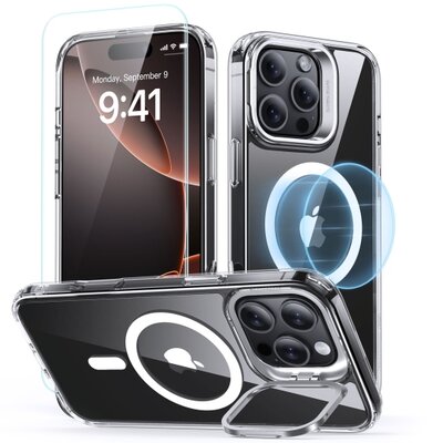 Etui ESR Classic Hybrid Kickstand HaloLock MagSafe + Tempered Glass do Apple iPhone 16 Pro Przezroczysty