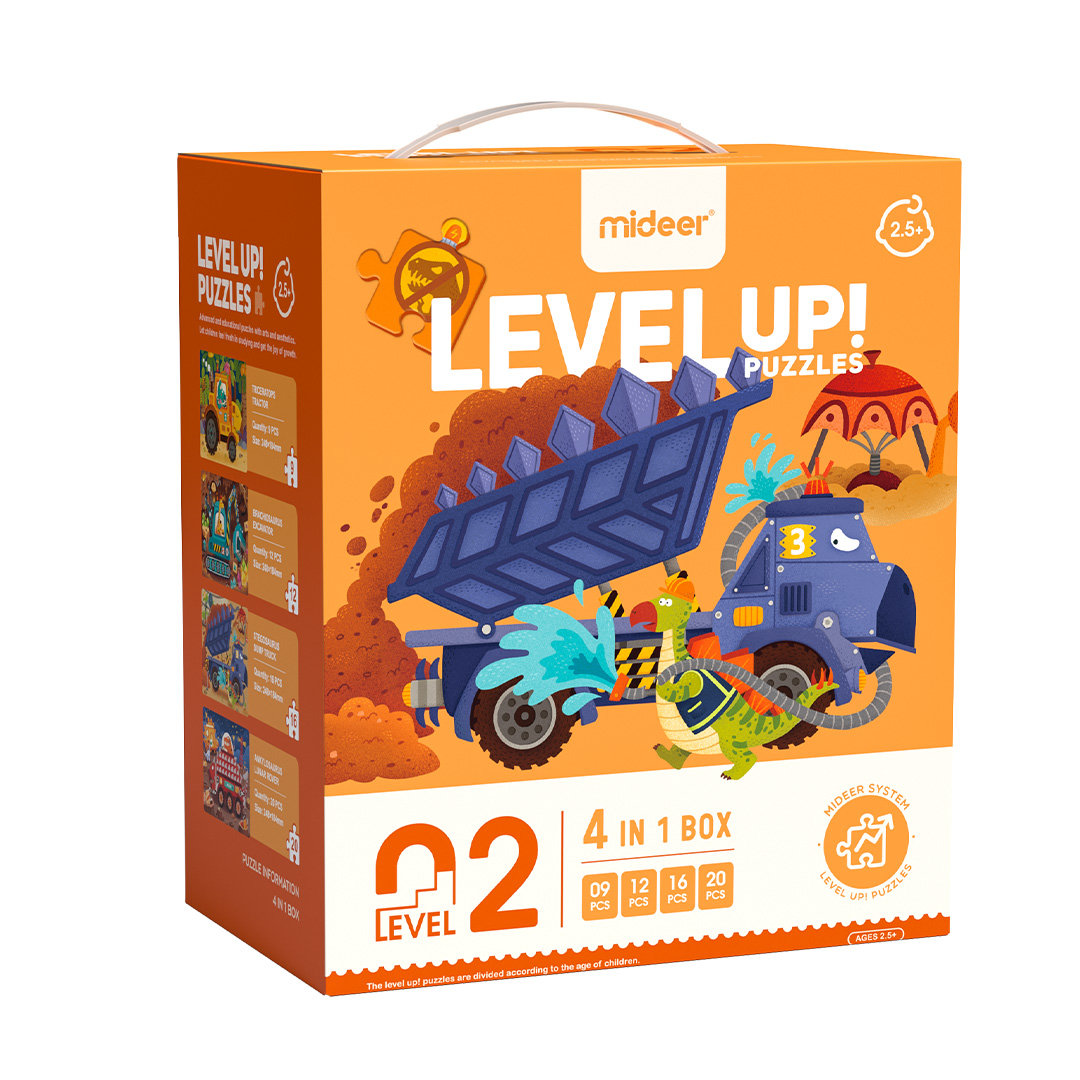 LEVEL UP! Zestaw dziecięcych puzzli dla średnio zaawansowanych - Maszyny