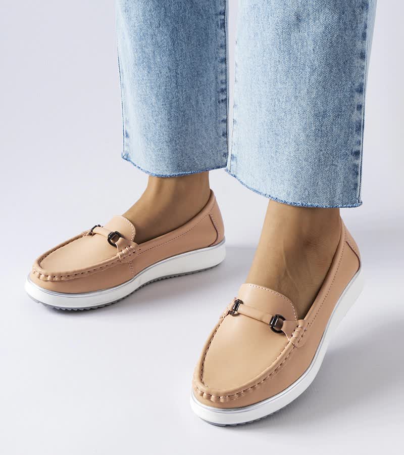 Różowe mokasyny ze skórzaną wkładką Vinceza-41