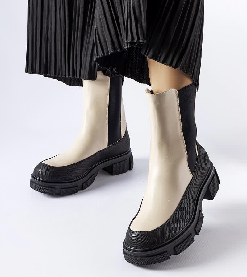 Beżowo-czarne wsuwane botki Faisal-40