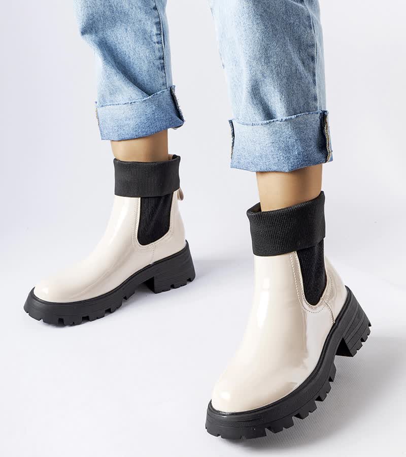 Beżowe wsuwane botki workery Breolungi-40