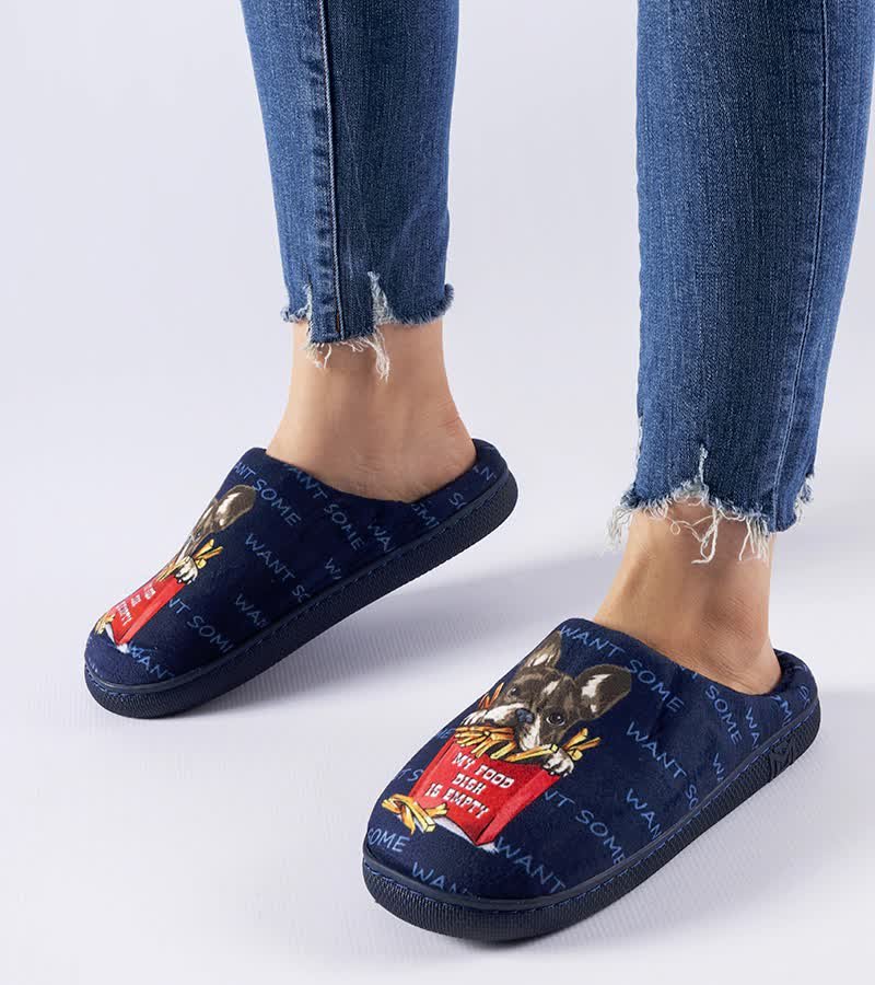 Granatowe miękkie kapcie Frenchfries-36/37