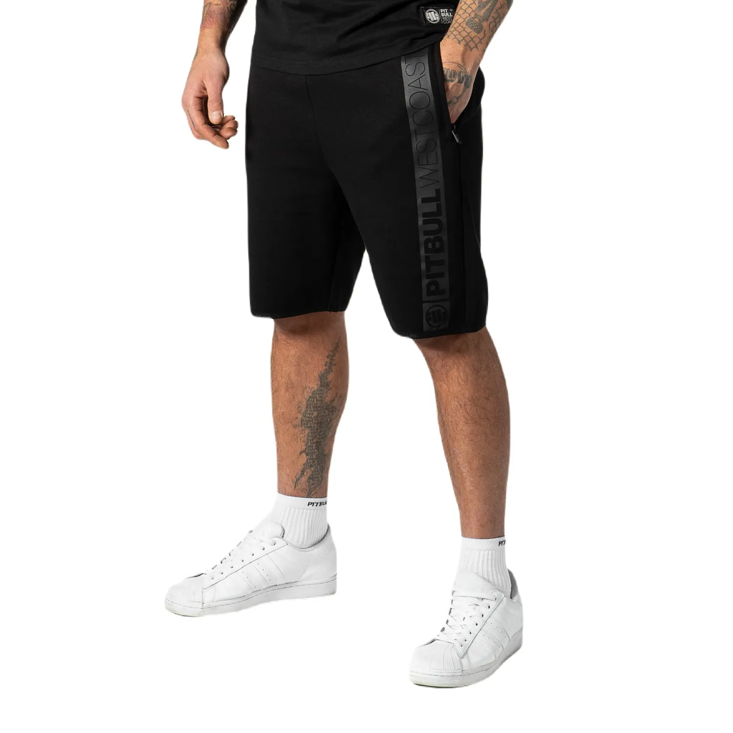 Szorty dresowe Pit Bull 300 Interlock Saturn '24 - Czarne 3XL