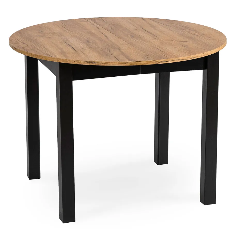 Okrągły stół z rozkładanym blatem dąb craft + czarny - Uneza