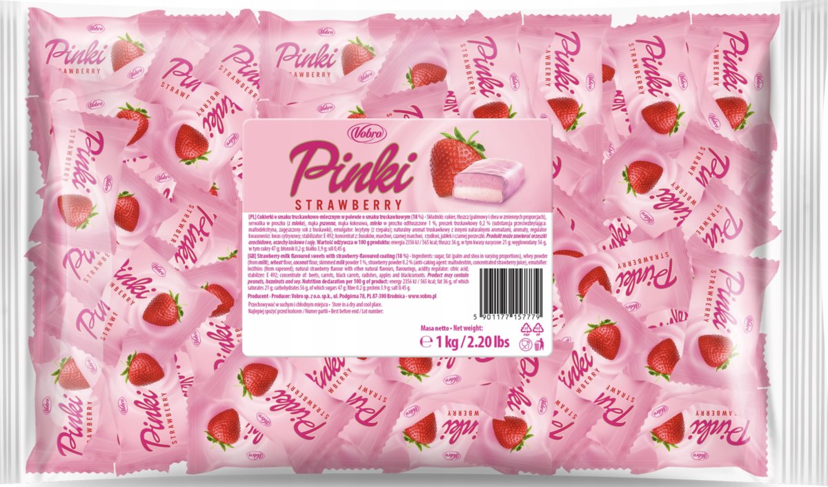 Cukierki Pinki Strawberry Vobro 1000 g 1 kg