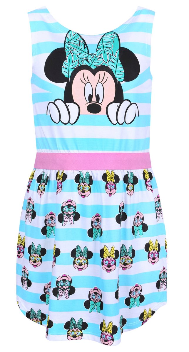 Turkusowo-biała sukienka w paski Myszka Minnie DISNEY 4 lata 104 cm