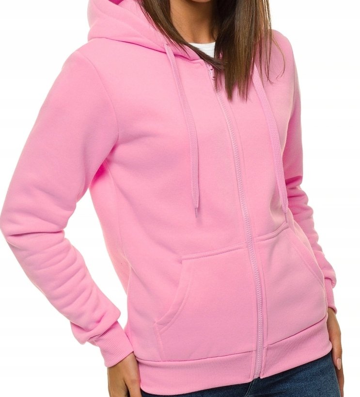 Damska bluza dresowa rozpinana z kapturem L różowa