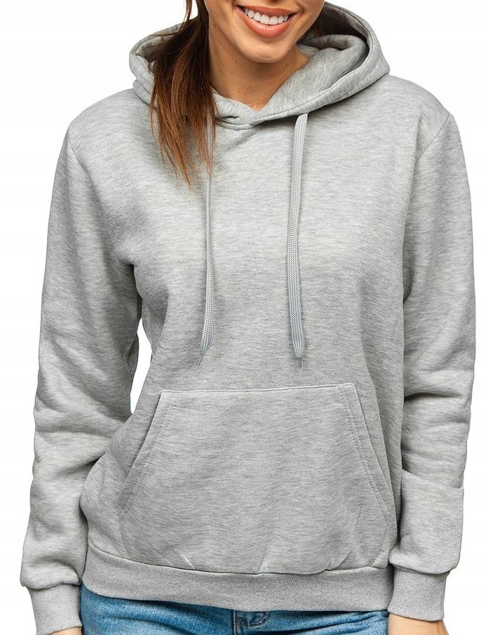 Damska bluza dresowa kangurka z kapturem M szara