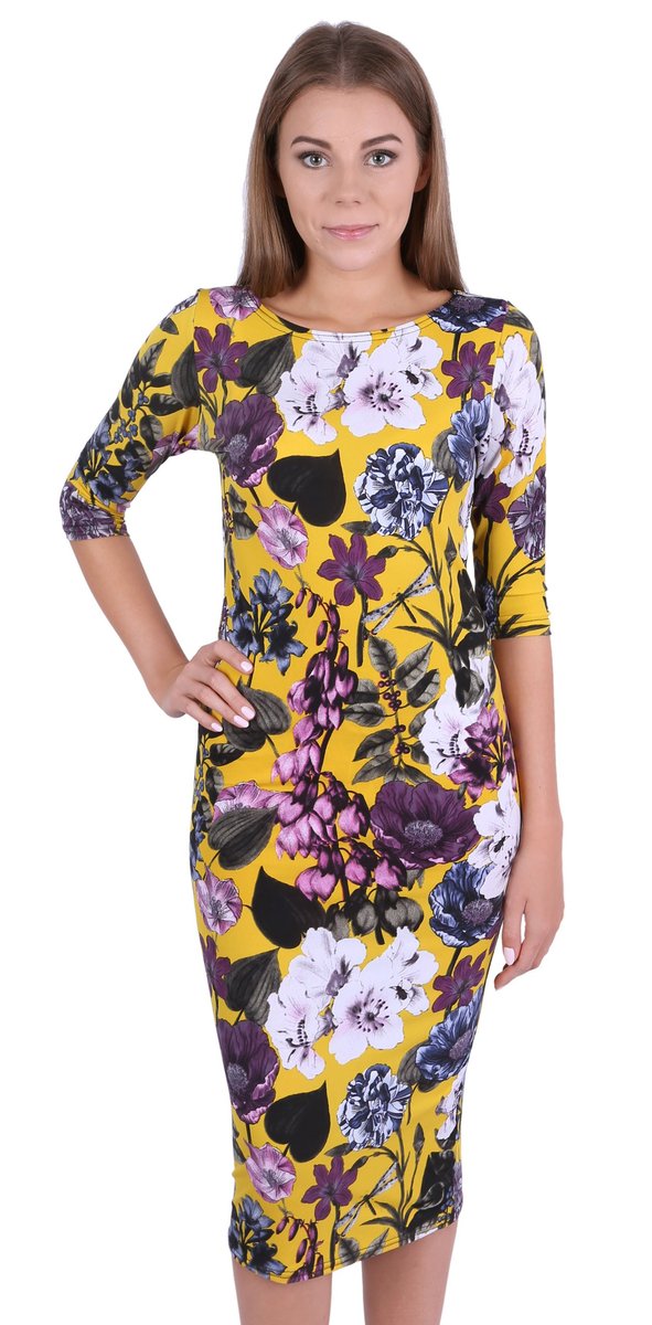Żółta sukienka w kwiaty JOHN ZACK XL