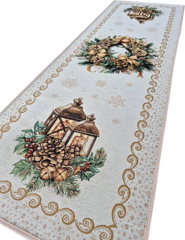 Bieżnik z latarniami 45x140 cm V31 gobelinowy świąteczny
