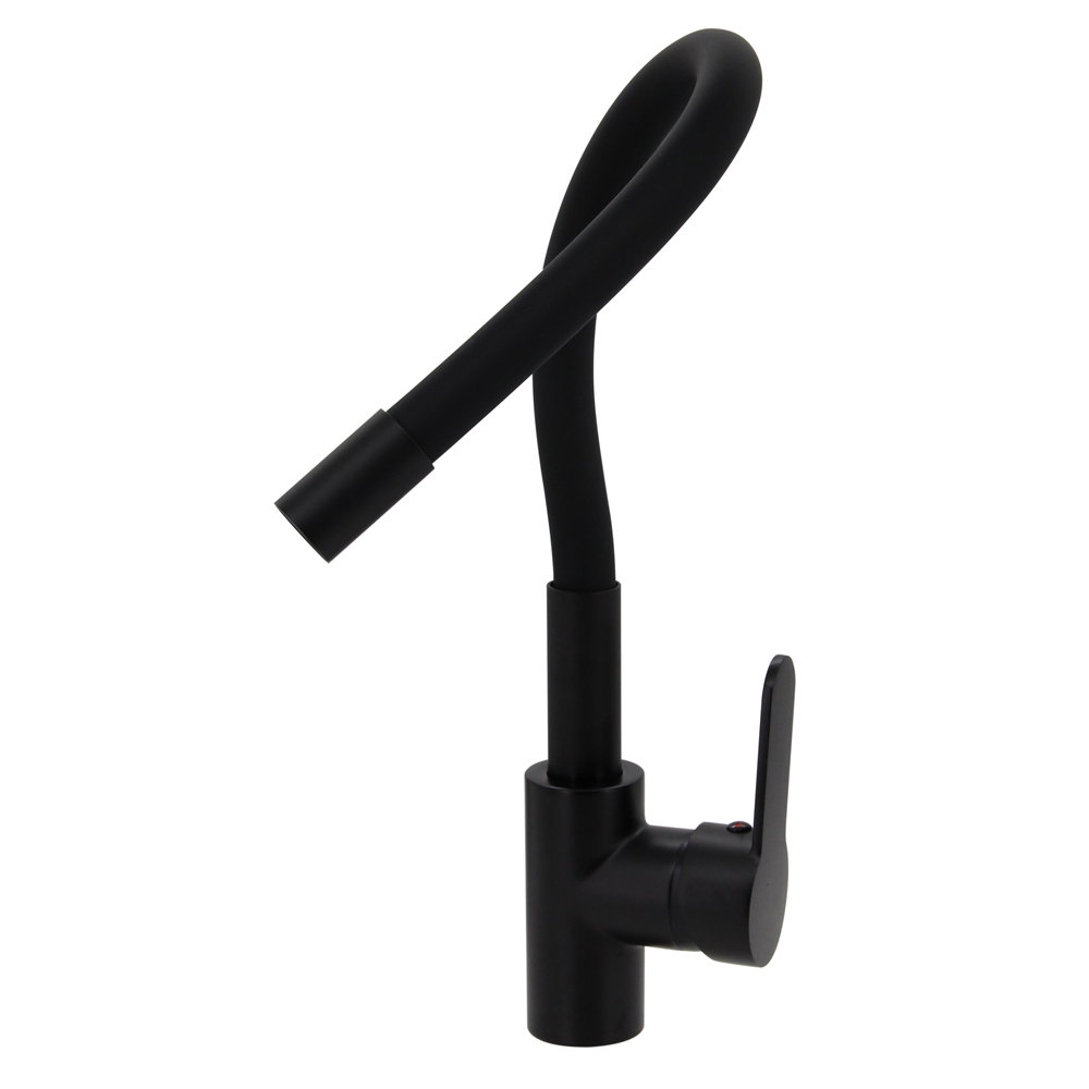 BATERIA KUCHENNA GIĘTKA WYLEWKA FLEX KRAN ELASTYCZNY CZARNY MAT