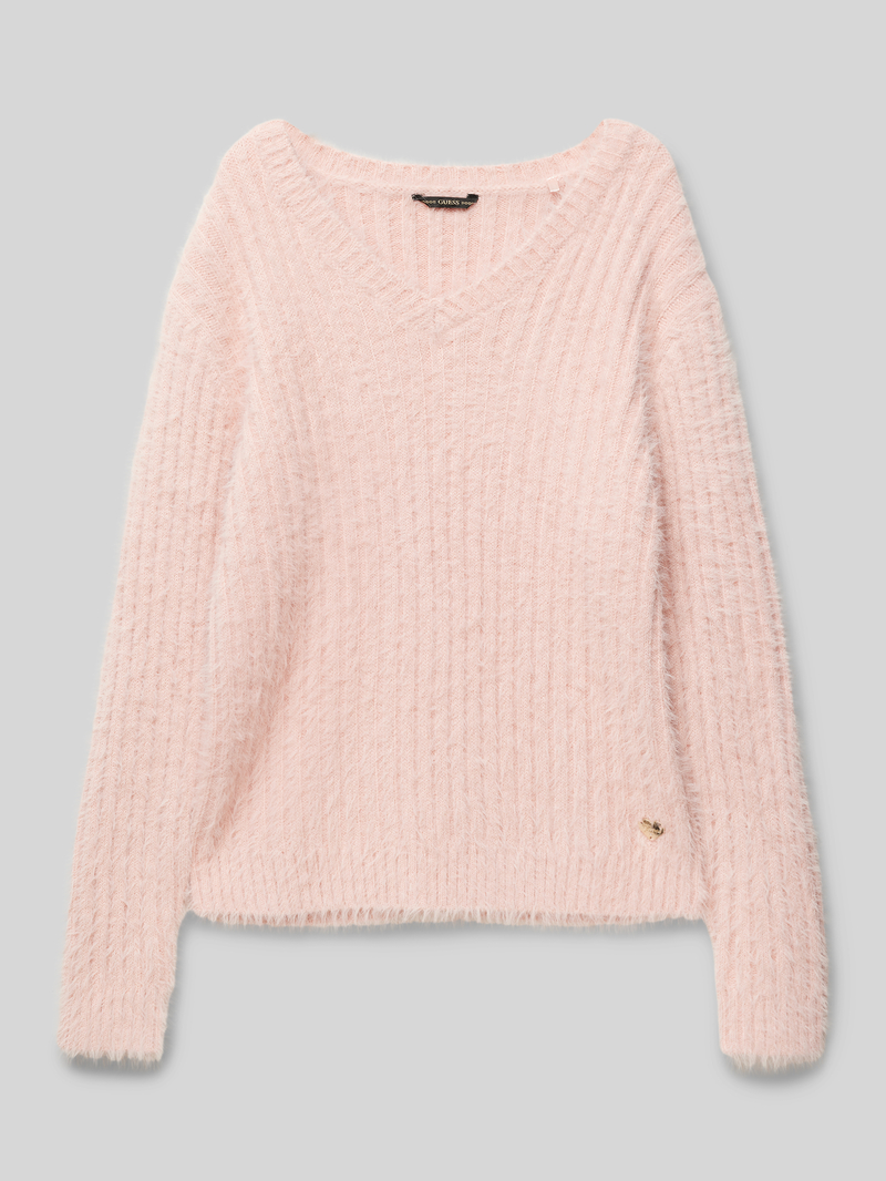 Sweter z dzianiny z prążkowanymi wykończeniami