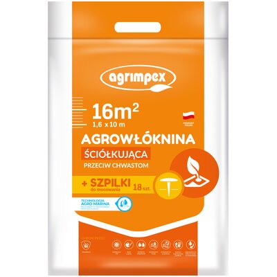 Agrowłóknina do ściółkowania AGRIMPEX z technologią Agro-Marina, 1,6x10 m, Szpilki Gratis