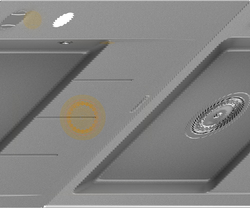 Mexen Ben zlewozmywak granitowy 1-komorowy z ociekaczem prawy 600 x 500 mm, szary, syfon złoty  - 6523605000-71-G