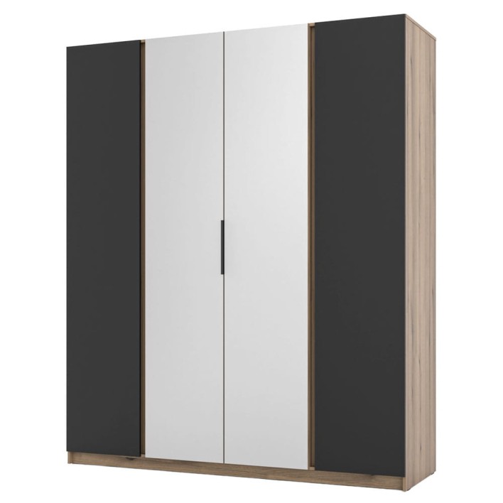 Szafa z lustrem KAJA EV/BL 2F2LUS Czarny, dąb evoke