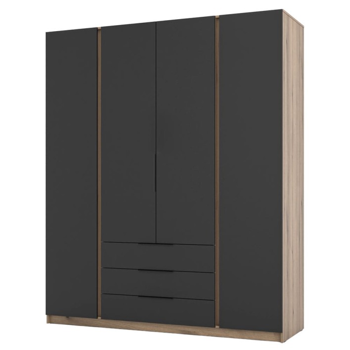 Szafa KAJA EV/BL 4F3S Czarny, dąb evoke