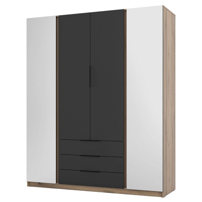 Szafa z lustrem KAJA EV/BL 2LUS2F3S Czarny, dąb evoke