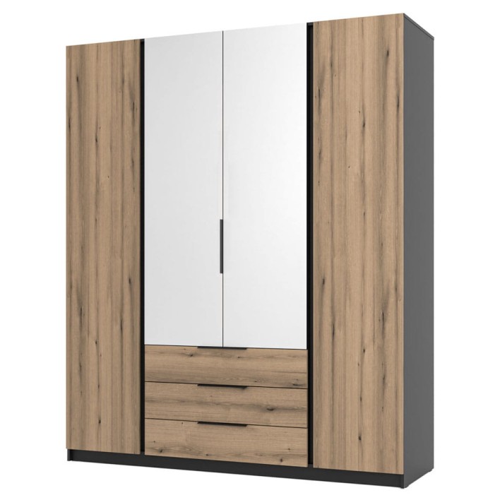 Szafa z lustrem KAJA BL/EV 2F2LUS3S Dąb evoke, czarny